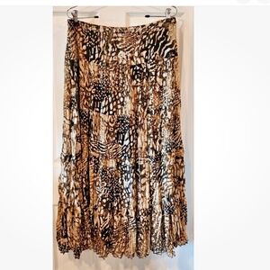 Chico’s Breezy Animal Tiered Maxi Skirt in Neutral Sz 3  (16) NWT $89R